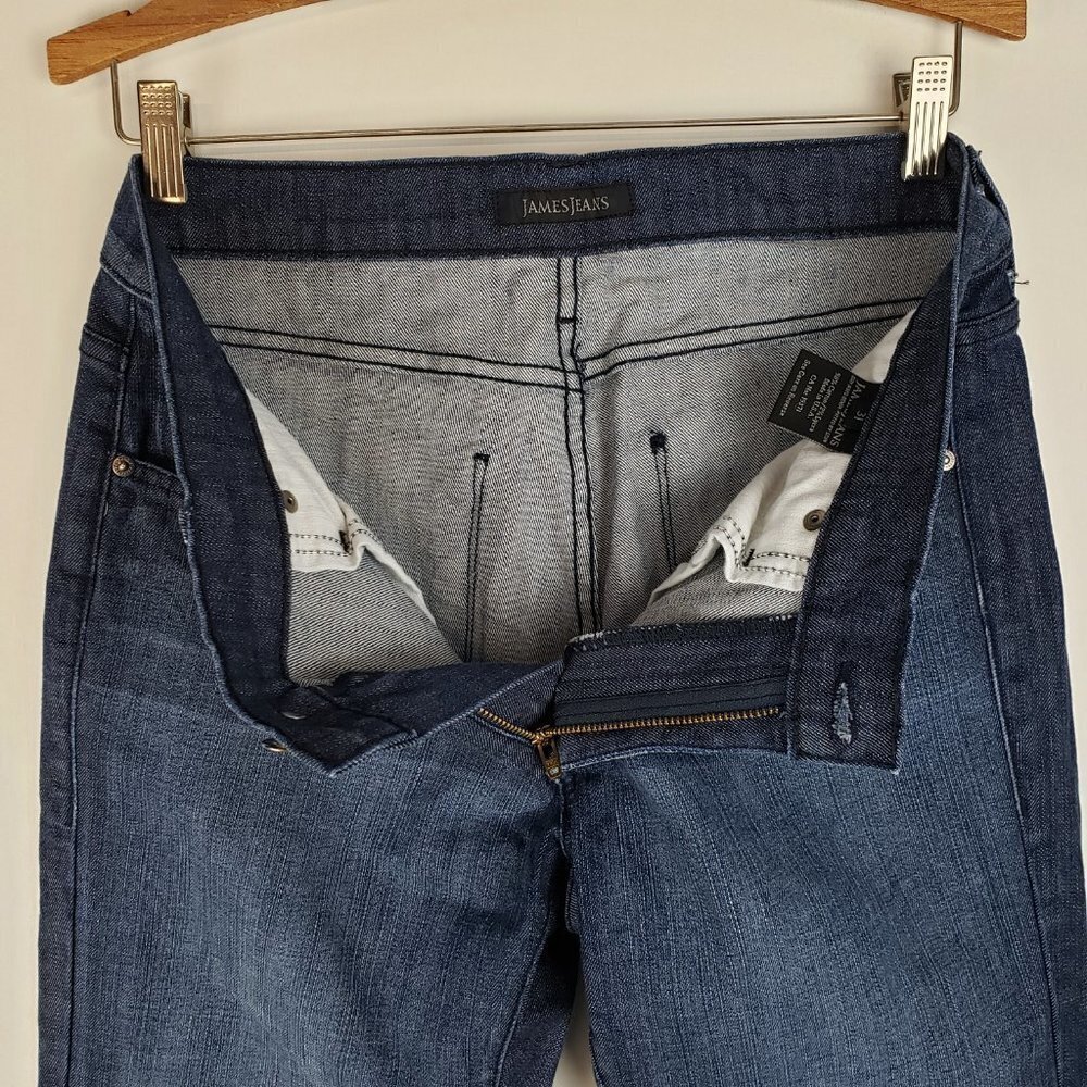 James Jeans Humphrey Wide Flare Leg Mid Rise Dry Aged Denim Dark Blue Size 31 - Picture 6 of 11